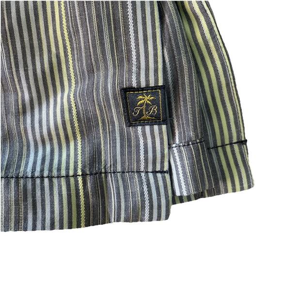 Men’s Tommy Bahama 100% Silk Short Sleeve Polo Shirt Blue Green Stripe Size L - Picture 4 of 4